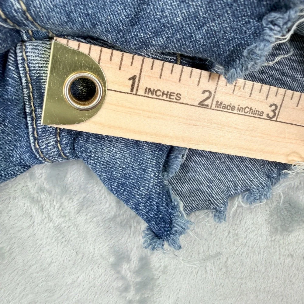 Unbranded Distressed Denim Cut Off Shorts  Blue Womens Size L Fits 29
